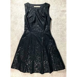 Hutch by Anthropologie A-Line Floral Accented Dress Black Midi Womens 2